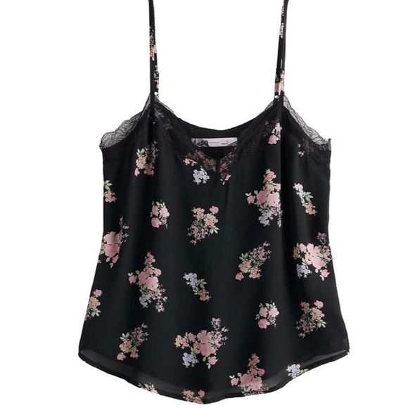 SO Black Lace Trim Floral Chiffon Cami Size 2X - Picture 3 of 16